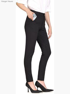 Stretch Skinny Leg Dress Pants with Pockets for Work Office Business Casual